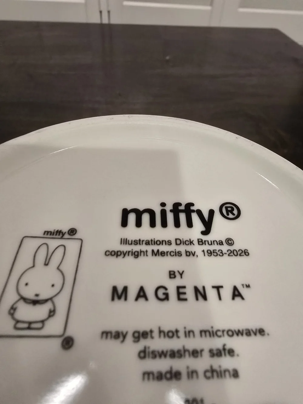 miffy White Ceramic Mug with Colorful Bunny Print and Blue Handle